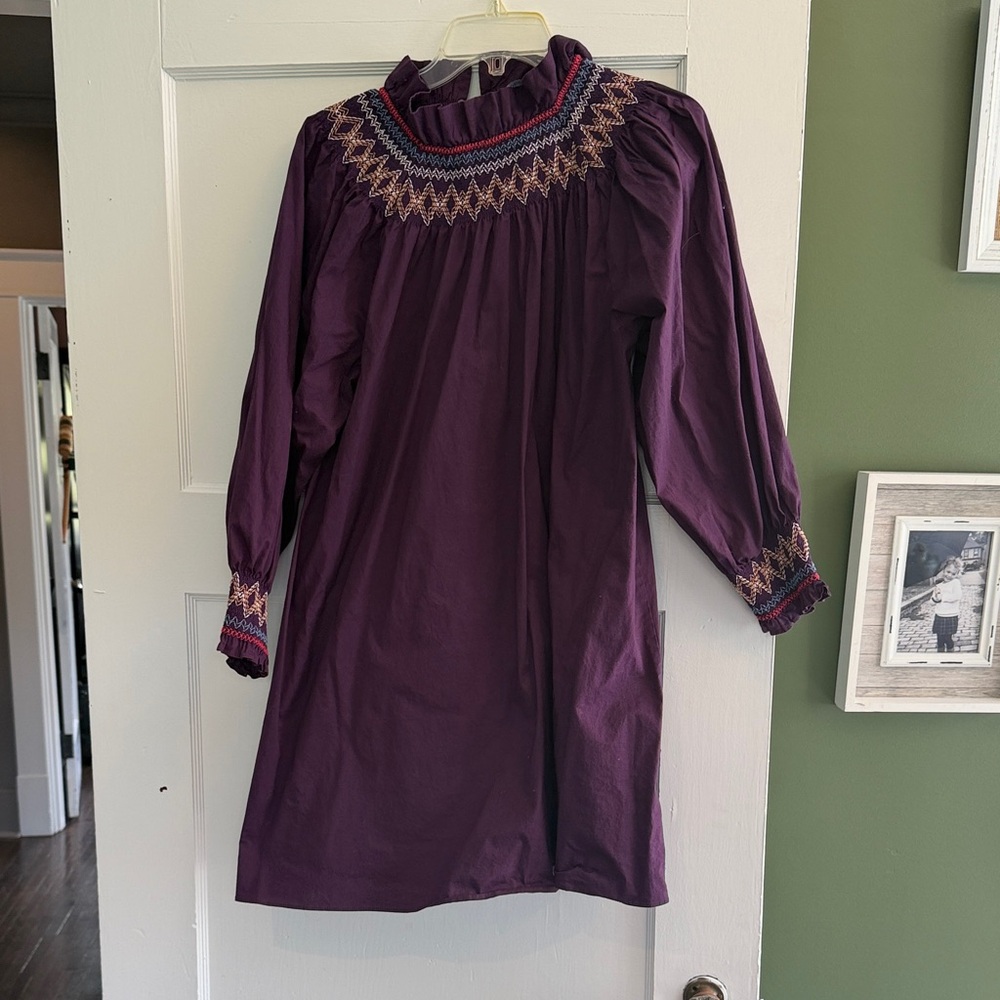 Pomander Place Purple Smocked Peasant Top
